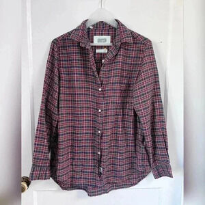 Grayson The Hero Button Shirt Top Black Red Plaid Medium Hi-low Tunic LIKE NEW